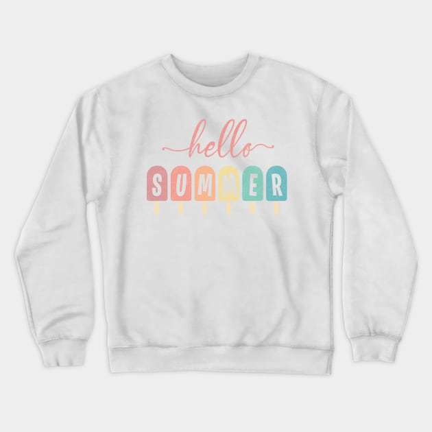 Hello Summer Ice Cream Crewneck Sweatshirt by AdoptCat